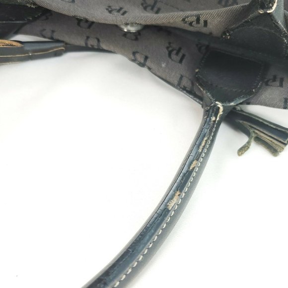 Vtg Dooney & Bourke Womens Black Signature Print Canvas Double Handles Tote Bag - Picture 7 of 15
